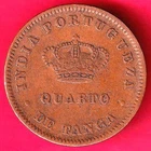 INDIA PORTUGUEZA 1886 LUDOVICUS I QUARTO DE TANGA RARE COIN #KT6
