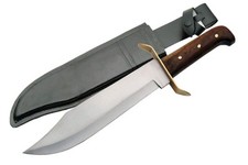 SZCO Supplies 15-Inch Bowie Knife with Carbon Steel Clip-Point Blade, Wooden ...
