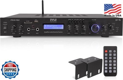 Pyle 5 Channel 200W Rack Mount Bluetooth Amplifier - Home Theater Receiver Black