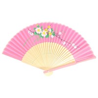 HandfäCher Pink/Rosa Blumenmotiv 23Cm HandfäCher Stoff HandfäCher Bambus