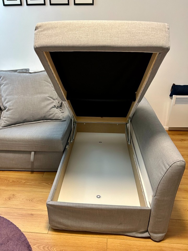 Corner Sofa Bed with Storage, 3Seater Pull Out, Medium Grey, HOLMSUND