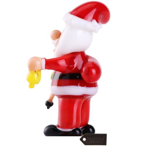 Estatuilla de vidrio decorativo de Santa y esquís de Navidad de invierno de Murano, regalo de Navidad - Imagen 3 de 5
