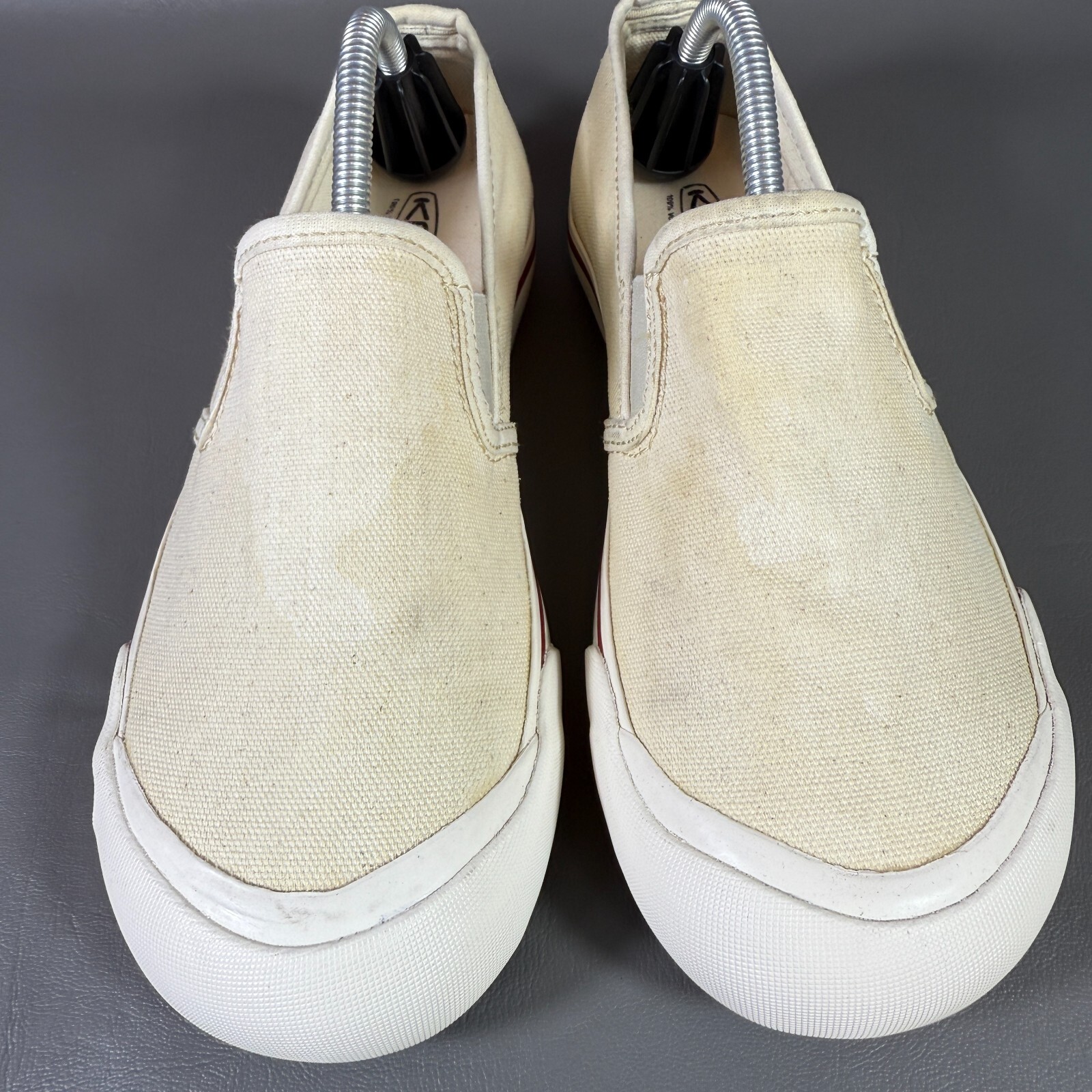 Scarpe Keen Coronado donna taglia 7 5 bianco sporco tela slip on stile di vita *LEGGI