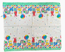 Vtg RIEGEL Baby FLANNEL Receiving BLANKET Teddy Bear ABC Alphabet 36" x 29"