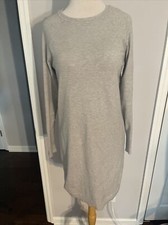 women’s EUC  Halston StudioGray Knit Dress sz Small long sleeve Ribbed Hem