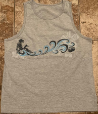 VINTAGE SPEEDO SURF GRAPHIC TANK TOP MENS MEDIUM HEATHER GREY PREOWNED