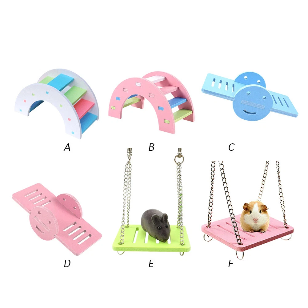 Wooden Hamster Rainbow Bridge Seesaw Swing Toy Small Animal DIY