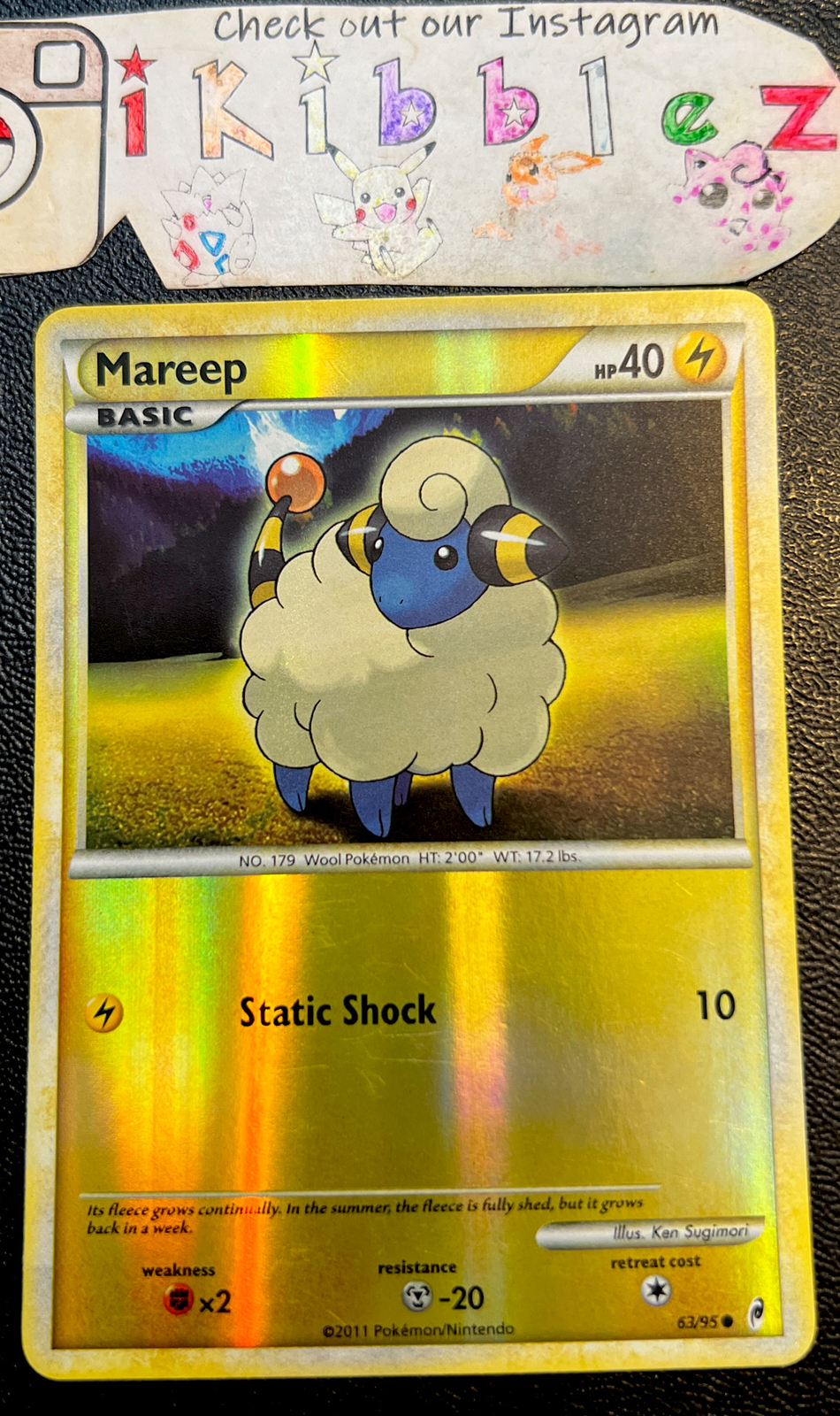 Mareep 63/95 LP Reverse Holo Call of Legends Pokemon Card!