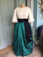 True Vintage Ball Gown 1960/70’s Laura Phillips Uk Size 10  Emerald/ Ivory