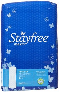 Stayfree Maxi pads regular 24 count (380040927001)