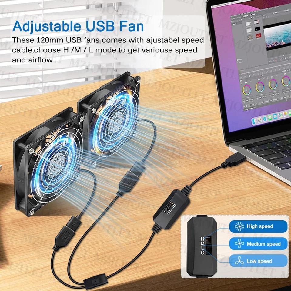 2-in-1-USB Ventilator 140mm Leise PC PC Gehäuselüfter Einstellbare Doppel Lüfter - Bild 2 von 4