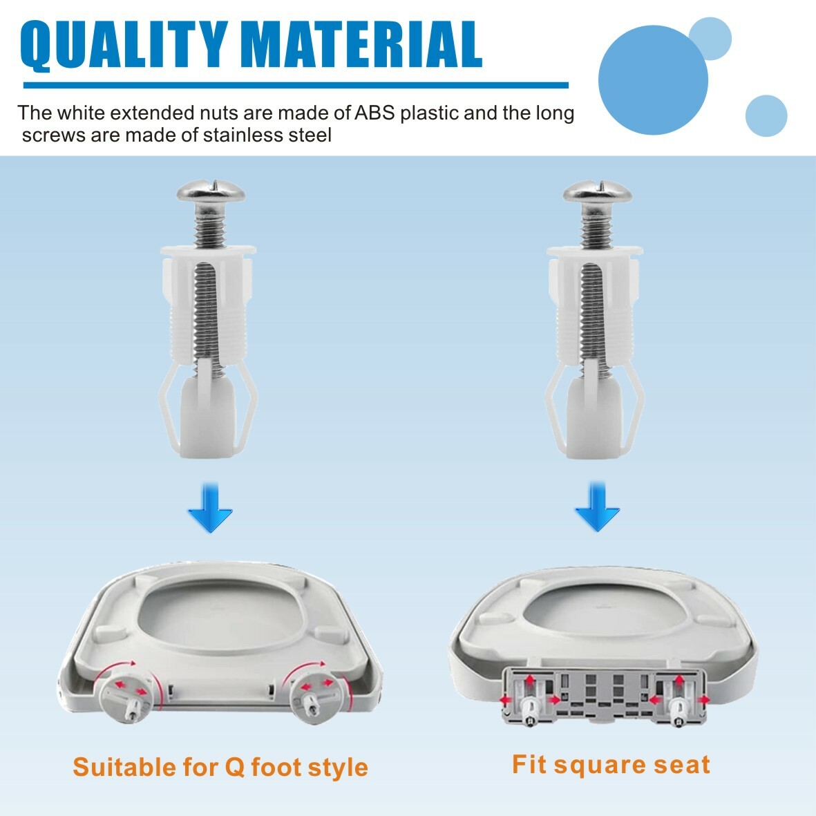 Top Fix Toilet Seat Screws Nut Cover Lid Pan Fixing WC Blind Hole