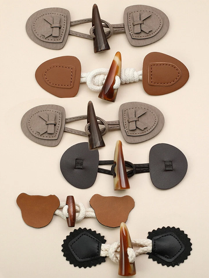 PU Leather Sew-On Toggles with Resin Horn Button Closures DIY Sewing Accessories - Image 2 of 4
