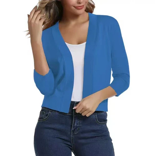 Women Short Coat Slim Fit Classic 3/4 Sleeve Short Bolero Shrug Sweater Cardigan - Bild 12 von 23