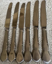 Lot Of 6 - LENOX WESCOTT GLOSSY STAINLESS FLATWARE SCROLLS VIETNAM KNIVES