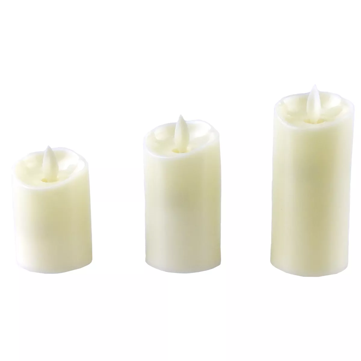 LED Plastic Swinging Flame Candle Assorted Sizes 3 Piece
