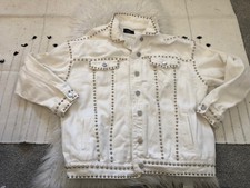 Vici Studded White Denim Rodeo Jacket. Size Small. Pockets. Western. U