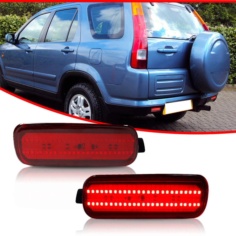 2x Rear Bumper Reflector Red LED Tail Brake Light Lamps For 2002-2004 Honda CR-V - Image 2 of 4