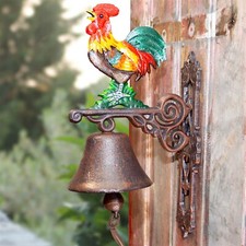 Glocke für Landhaus und Hof, Türglocke mit großem Hahn, Gartenglocke, Huhn