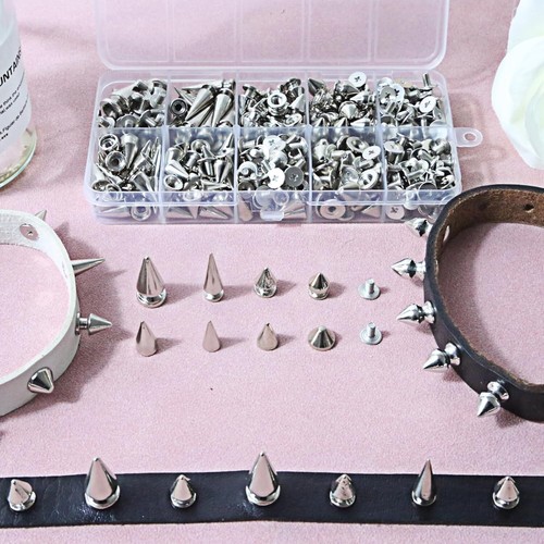 354 Stck. Kegel Spikes Schraub Nieten Nieten für Punk Style Kleidung Zum Selbermachen Handwerk Neu - Bild 6 von 6