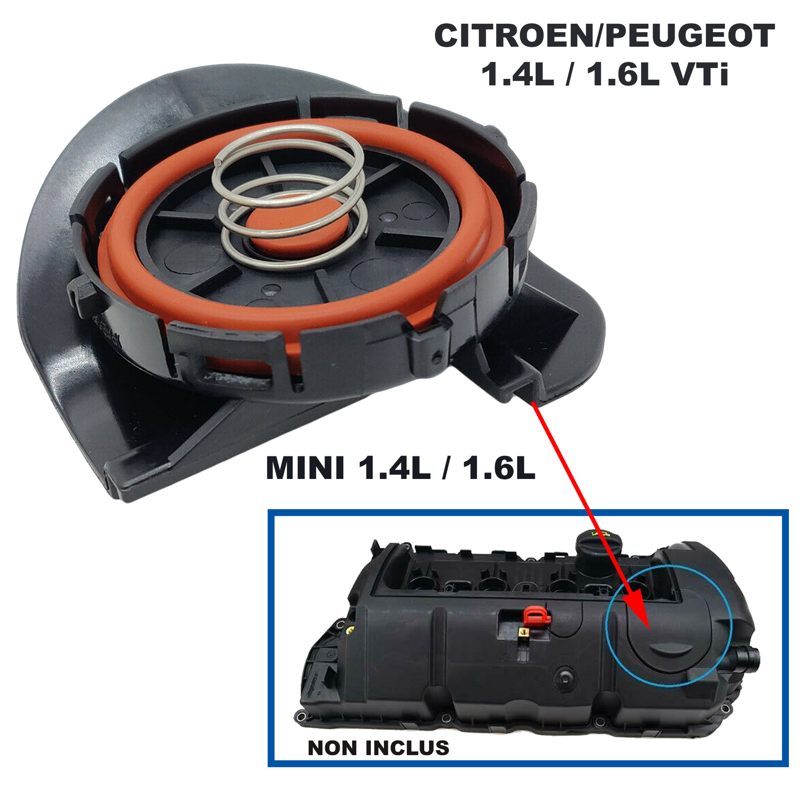 Soupape Dégazage Couvre Culasse – Pour Citroën Peugeot Mini 1.4 1.6 VTi, Ref SC57689