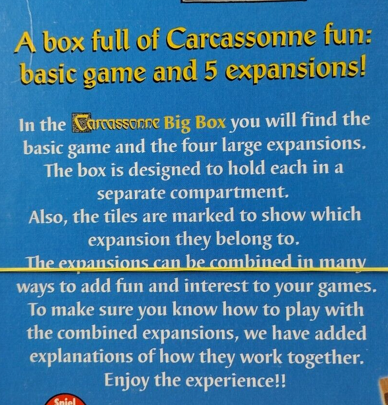 Carcassonne BIG BOX Board Game Collection 4 EXPANSIONS +The River 1 & 2