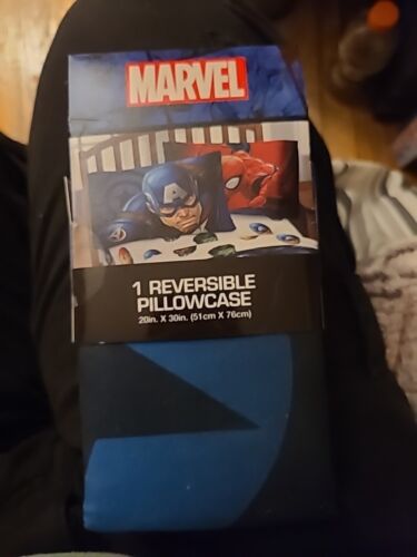 New Marvel Spiderman & Captain America Reversible Pillowcase Standard 20 x 30