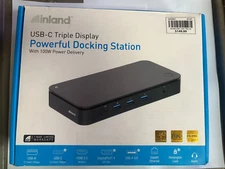 Inland Triple USB-C Triple Display Powerful Docking Station with 100W Power