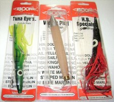 3 BOONE SALTWATER LURES WOODY PLUG TUNA EYE H.B. SPECIAL NICE COLORS LOT