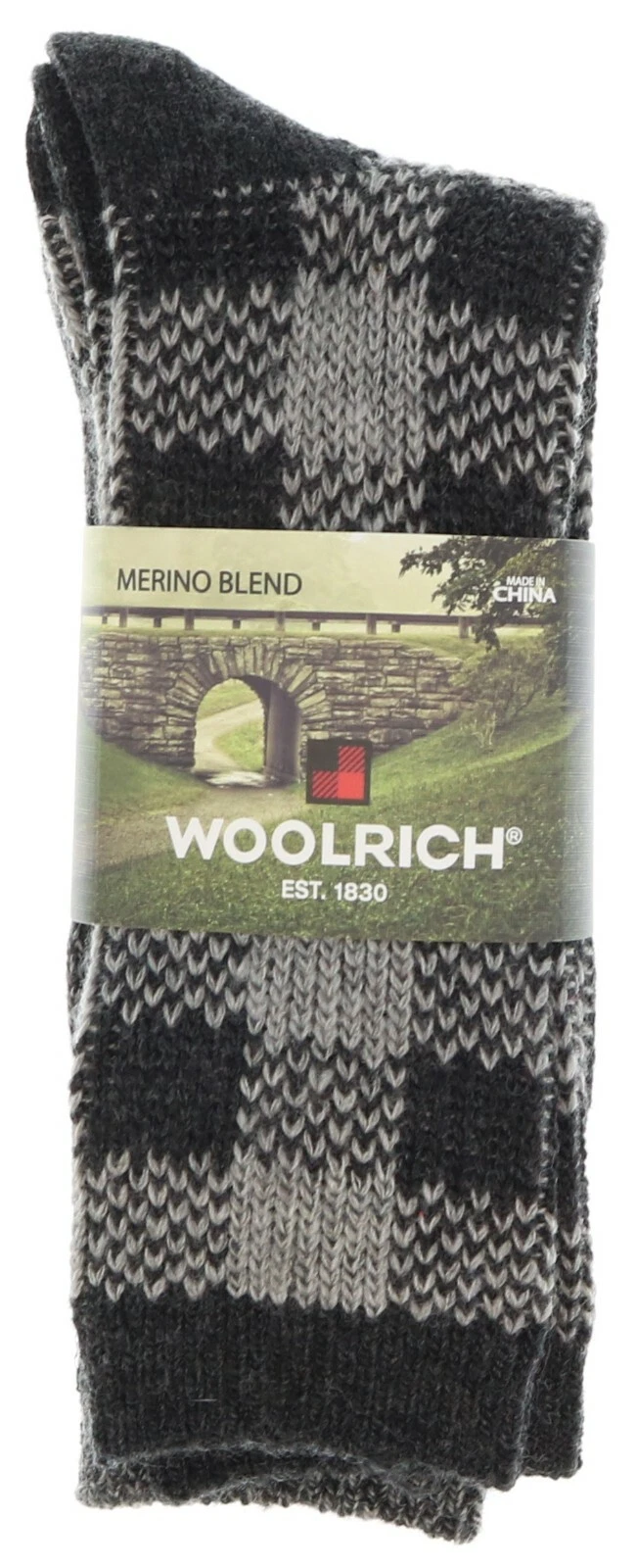 Men's Socks Woolrich Two Pairs Size Large Grey Gray Plaid Acrylic Wool Blend