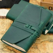 Writing notes Notebook sketchbook Diary Notepad handmade leather green Q377