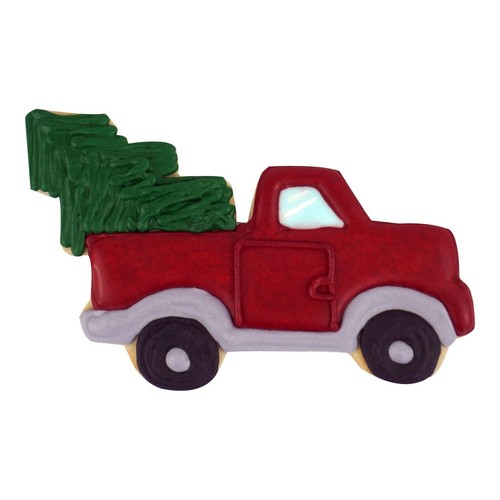 4.75" Classic Vintage Pickup Truck w/Tree Xmas Winter Cookie Cutter Tin Steel - Picture 2 of 2
