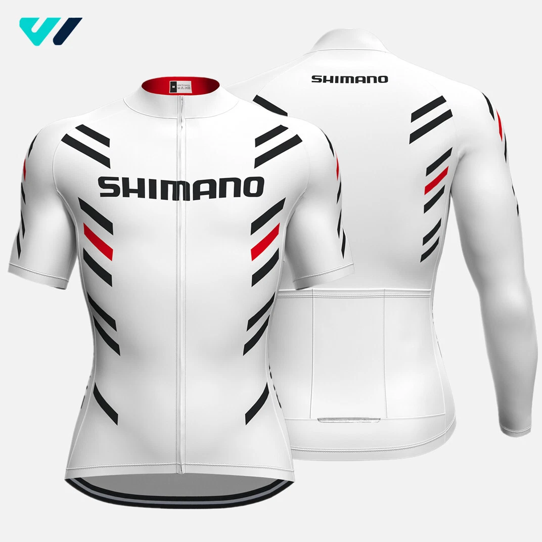 Mens Cycling White Long Sleeve Jersey Breathable Maillot Bike Top Clothing Shirt