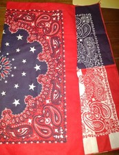 Vintage 100 cotton Paisley Red White Blue Bandanna Set Of 2 NWOT Hav A Hank