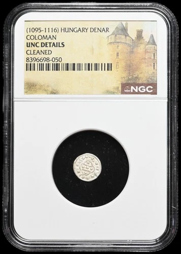 MEDIEVAL HUNGARY. Coloman, 1095-1116. Silver Denar, Cross type, NGC MS Details