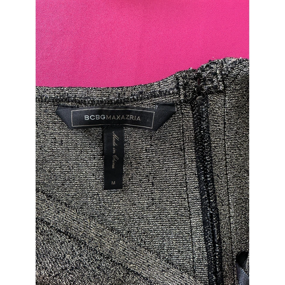 BCBG MAX AZRIA Womens Inari Gold Metallic One Shoulder Bodycon Dress Sz M Party - Image 4 of 4