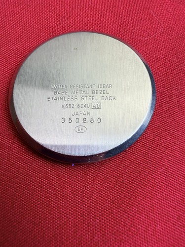 Vtg Seiko V682-6040 Watch Case Back Stainless Steel 10 Bar Genuine OEM