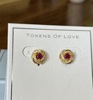 Birthstone Love Knot Stud Earrings $100 Gold over Sterling Silver Simulated Ruby