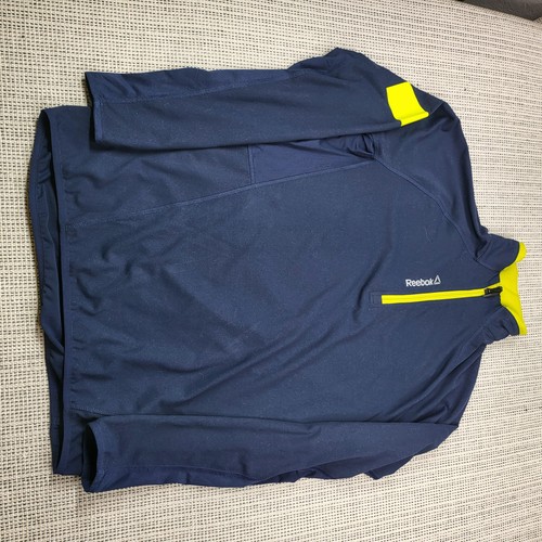 Reebok Pullover Herren mittelblau Viertelreißverschluss Stehkragen sportlich Laufen Oberteil - Bild 1 von 7