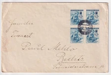 WWII GERMANY 1943 BOHEMIA MORAVIA CZECHOSLOVAKIA RED CROSS 4 BLOCK Cover