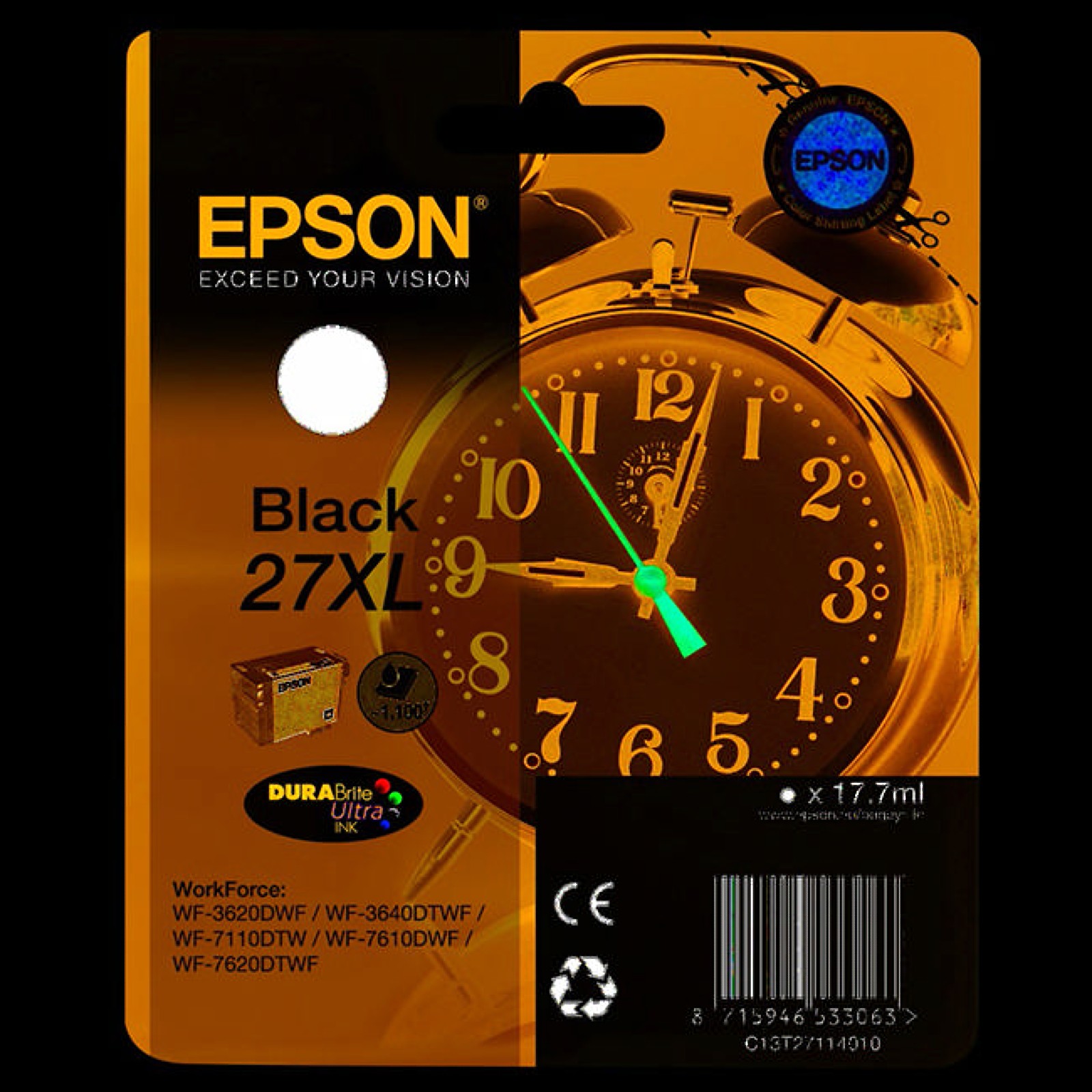 Epson 27XL Ink Cartridge DURABrite Ultra High Yield Alarm Clock Black - Image 7
