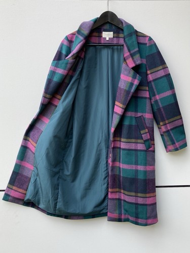 Leonard St Licorice Allsorts Coat Size 6/8 Wool Tencel Pink Green Check Jacket - Picture 5 of 17
