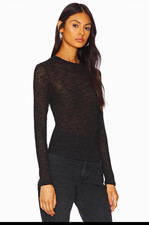 Free People Intimately Aura Layering Top Womens S Black Sheer Ribbed NWT