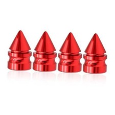 4PCS Car Tire Valve Caps, Spike Aluminum Alloy Valve Stem Caps, Dustproof red