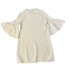 Anthropologie Moth Cream 3/4 Bell Sleeve Shift Sweater Dress Women's Size S