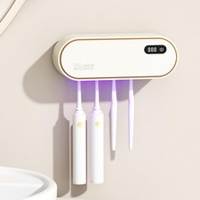 Toothbrush Holder Wall Mounted, Cleaning Box with Smart Drying and Cleaning, ...