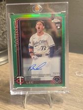 2025 Topps Chrome Sapphire Brooks Lee On Card Auto Green /99 #RA-BL RC Twins