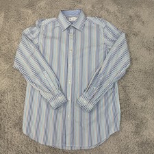 Robert Graham Shirt Mens Medium 15.5 39 Blue Striped Long Sleeve Button Up