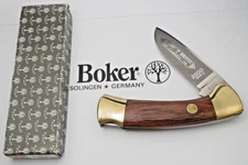Vintage BOKER SOLINGEN Lockback Knife Wood Handles 440C Stainless MINT with Box