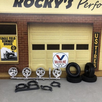 FOB AMT 1:25 Cragar SS 5 Spoke Wheels W Goodyear Tires Backs LBR Model Parts